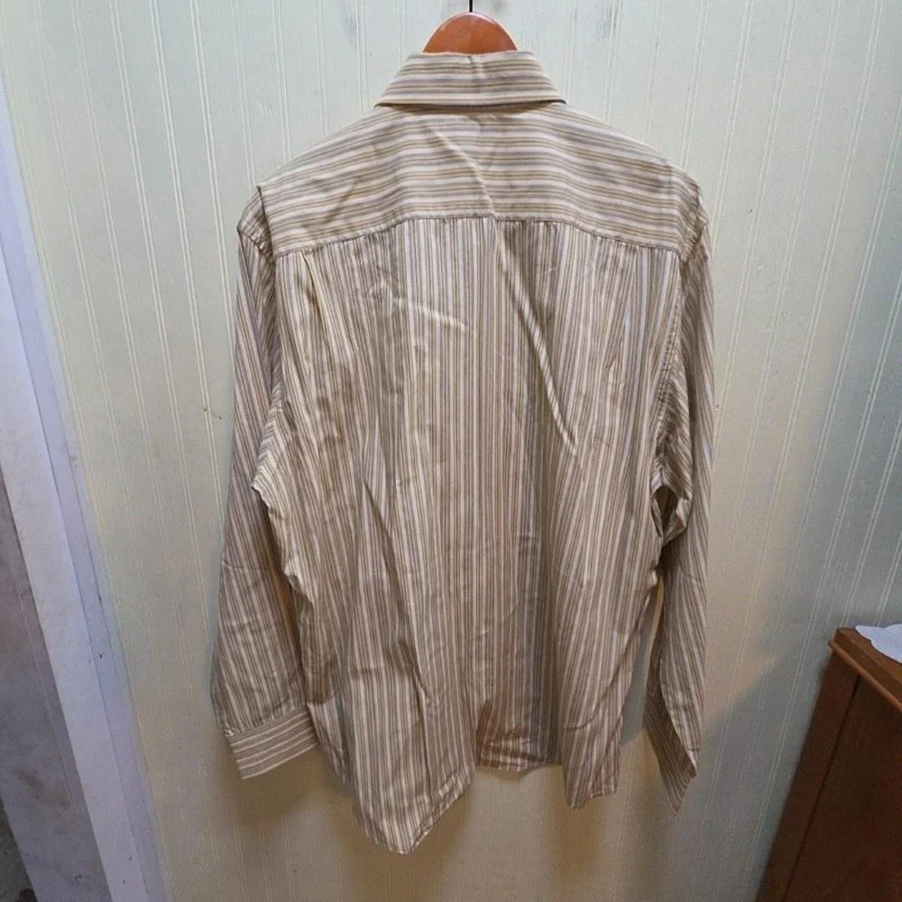 Banana Republic Shirt Mens Large Beige Stripe Long Sleeve Button Up Casual